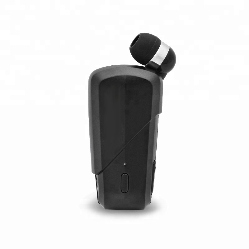 Retractable Clip On Bluetooth Headset Earbud (Black)